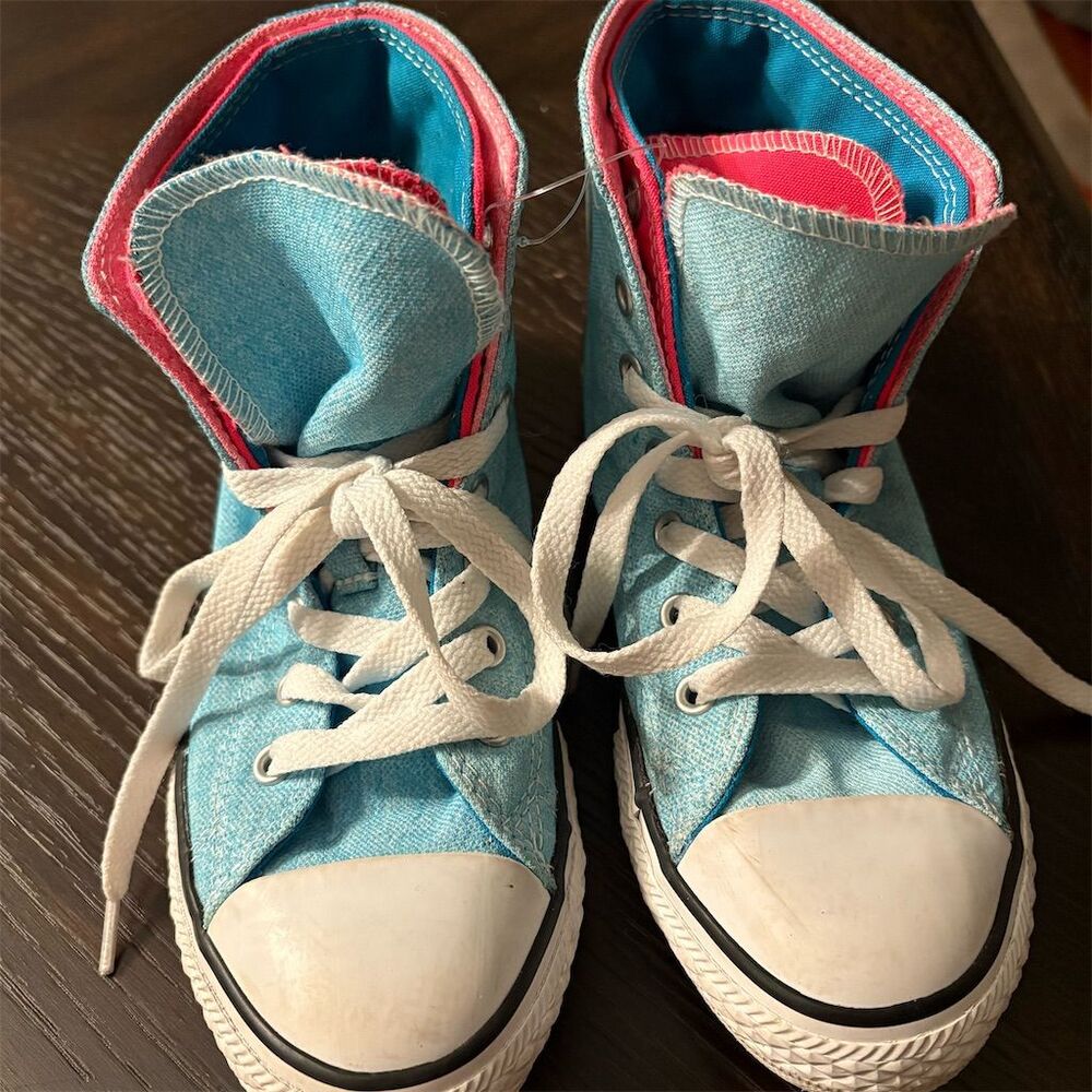 Converse Chuck Taylor Double Tongue High Top Sneakers Sz 2 juniors Vintage 1980